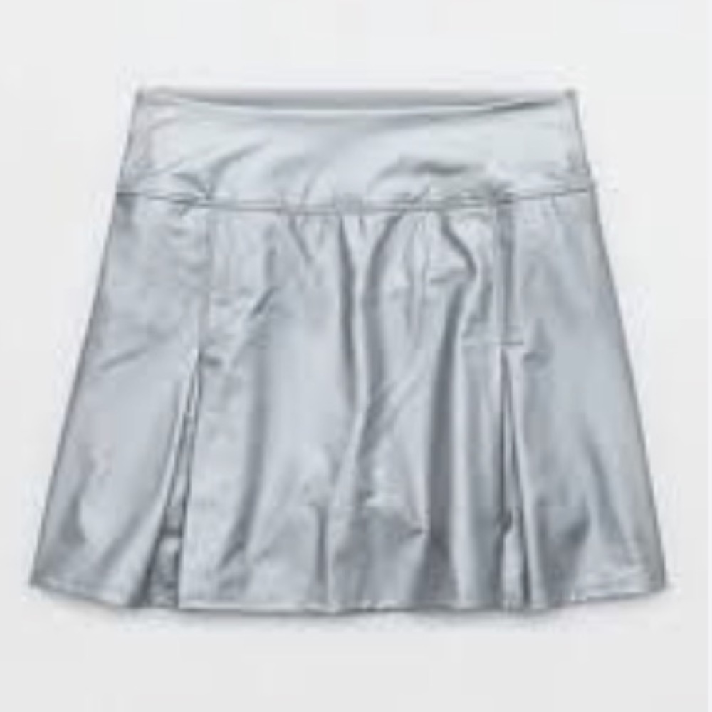 Offline By Aerie Real Luxe Faux Leather Mini Skirt Silver